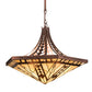 Meyda Lighting Sonoma 28" 3-Light Cinnamon Coffee Metallic Inverted Pendant Light With Beige & Brown Shade Glass