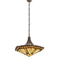 Meyda Lighting Sonoma 29" 3-Light Old Copper Pot Inverted Pendant Light With Sand Beige & Bark Brown Shade Glass