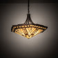 Meyda Lighting Sonoma 29" 3-Light Old Copper Pot Inverted Pendant Light With Sand Beige & Bark Brown Shade Glass