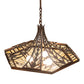 Meyda Lighting Sonoma 29" 3-Light Old Copper Pot Inverted Pendant Light With Sand Beige & Bark Brown Shade Glass