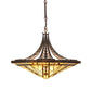 Meyda Lighting Sonoma 29" 3-Light Old Copper Pot Inverted Pendant Light With Sand Beige & Bark Brown Shade Glass