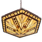 Meyda Lighting Sonoma 29" 3-Light Old Copper Pot Inverted Pendant Light With Sand Beige & Bark Brown Shade Glass