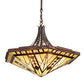 Meyda Lighting Sonoma 29" 3-Light Old Copper Pot Inverted Pendant Light With Sand Beige & Bark Brown Shade Glass