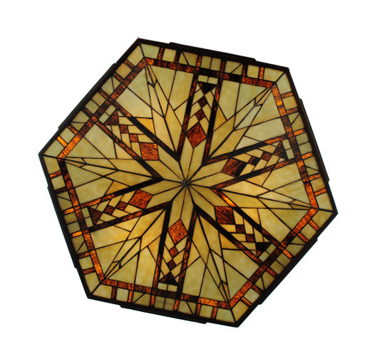 Meyda Lighting Sonoma 29" 3-Light Old Copper Pot Inverted Pendant Light With Sand Beige and Bark Brown Granite Shade Glass