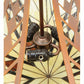 Meyda Lighting Sonoma 29" 3-Light Old Copper Pot Inverted Pendant Light With Sand Beige and Bark Brown Granite Shade Glass