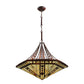Meyda Lighting Sonoma 29" 3-Light Old Copper Pot Inverted Pendant Light With Sand Beige and Bark Brown Granite Shade Glass