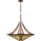 Meyda Lighting Sonoma 29" 3-Light Old Copper Pot Inverted Pendant Light With Sand Beige and Bark Brown Granite Shade Glass