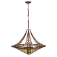 Meyda Lighting Sonoma 29" 3-Light Old Copper Pot Inverted Pendant Light With Sand Beige and Bark Brown Granite Shade Glass