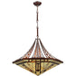 Meyda Lighting Sonoma 29" 3-Light Old Copper Pot Inverted Pendant Light With Sand Beige and Bark Brown Granite Shade Glass