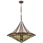 Meyda Lighting Sonoma 29" 3-Light Old Copper Pot Inverted Pendant Light With Sand Beige and Bark Brown Granite Shade Glass