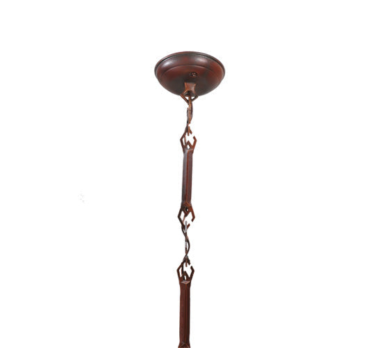 Meyda Lighting Sonoma 29" 3-Light Old Copper Pot Inverted Pendant Light With Sand Beige and Bark Brown Granite Shade Glass