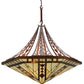 Meyda Lighting Sonoma 29" 3-Light Old Copper Pot Inverted Pendant Light With Sand Beige and Bark Brown Granite Shade Glass