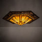 Meyda Lighting Sonoma 36" 6-Light Birch Wood Flush Mount Light With Amber & Beige Stained Shade Glass