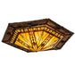 Meyda Lighting Sonoma 36" 6-Light Birch Wood Flush Mount Light With Amber & Beige Stained Shade Glass