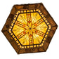 Meyda Lighting Sonoma 36" 6-Light Birch Wood Flush Mount Light With Amber & Beige Stained Shade Glass