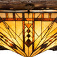 Meyda Lighting Sonoma 36" 6-Light Birch Wood Flush Mount Light With Amber & Beige Stained Shade Glass