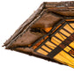 Meyda Lighting Sonoma 36" 6-Light Birch Wood Flush Mount Light With Amber & Beige Stained Shade Glass