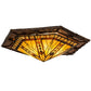Meyda Lighting Sonoma 36" 6-Light Birch Wood Flush Mount Light With Amber & Beige Stained Shade Glass