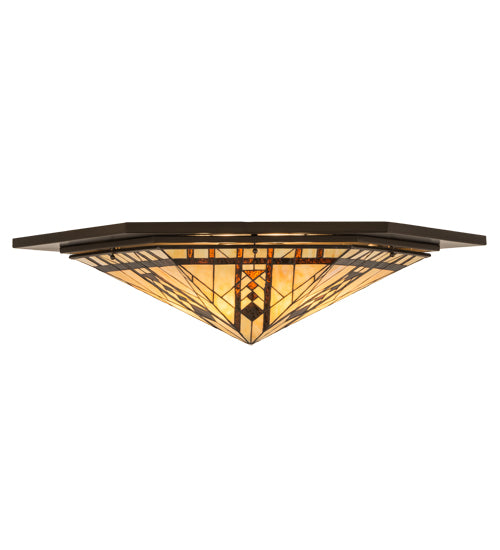 Meyda Lighting Sonoma 36" 6-Light Bronze Flush Mount Light With Beige & Bark Brown Shade Glass