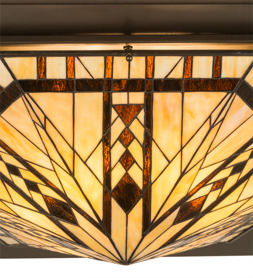 Meyda Lighting Sonoma 36" 6-Light Bronze Flush Mount Light With Beige & Bark Brown Shade Glass