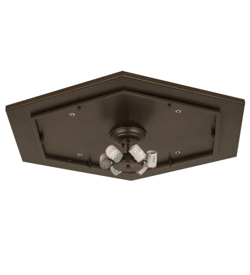 Meyda Lighting Sonoma 36" 6-Light Bronze Flush Mount Light With Beige & Bark Brown Shade Glass