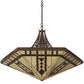 Meyda Lighting Sonoma 40" 6-Light Rusty Nail Inverted Pendant Light With Sand Beige & Bark Brown Shade Glass