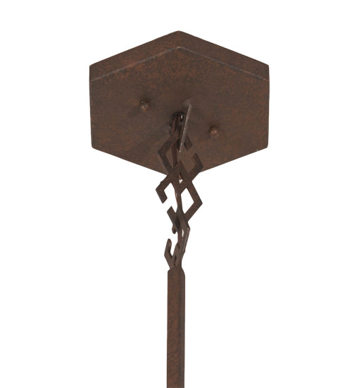 Meyda Lighting Sonoma 40" 6-Light Rusty Nail Inverted Pendant Light With Sand Beige & Bark Brown Shade Glass