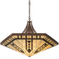 Meyda Lighting Sonoma 40" 6-Light Rusty Nail Inverted Pendant Light With Sand Beige & Bark Brown Shade Glass