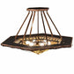 Meyda Lighting Sonoma 40" 6-Light Vintage Copper & Natural Wood Semi-flush Mount Light With Beige & Brown Shade Glass