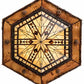 Meyda Lighting Sonoma 40" 6-Light Vintage Copper & Natural Wood Semi-flush Mount Light With Beige & Brown Shade Glass