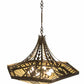 Meyda Lighting Sonoma 42" 6-Light Bronze Inverted Pendant Light With Beige & Bark Brown Shade Glass