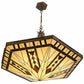 Meyda Lighting Sonoma 42" 6-Light Bronze Inverted Pendant Light With Beige & Bark Brown Shade Glass