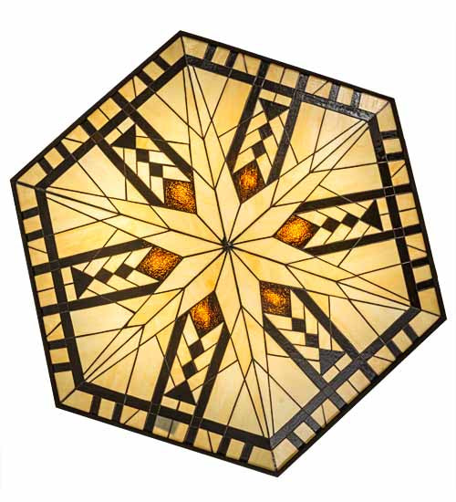 Meyda Lighting Sonoma 42" 6-Light Bronze Inverted Pendant Light With Beige & Bark Brown Shade Glass