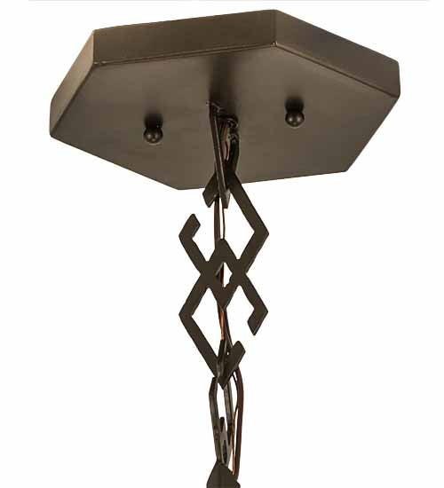 Meyda Lighting Sonoma 42" 6-Light Bronze Inverted Pendant Light With Beige & Bark Brown Shade Glass