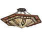 Meyda Lighting Sonoma 53" 6-Light Vintage Copper Semi-flush Mount Light With Beige & Brown Shade Glass