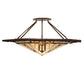 Meyda Lighting Sonoma 53" 6-Light Vintage Copper Semi-flush Mount Light With Beige & Brown Shade Glass