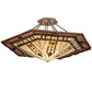 Meyda Lighting Sonoma 53" 6-Light Vintage Copper Semi-flush Mount Light With Beige & Brown Shade Glass