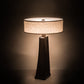 Meyda Lighting Sophia 30" 2-Light Hazelnut Acacia Glossy Table Lamp With Off White Textrene & White Statuario Idalight Shade