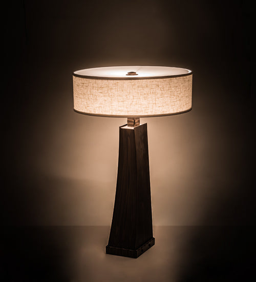 Meyda Lighting Sophia 30" 2-Light Hazelnut Acacia Glossy Table Lamp With Off White Textrene & White Statuario Idalight Shade
