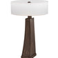 Meyda Lighting Sophia 30" 2-Light Hazelnut Acacia Glossy Table Lamp With Off White Textrene & White Statuario Idalight Shade