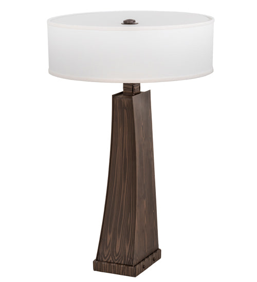Meyda Lighting Sophia 30" 2-Light Hazelnut Acacia Glossy Table Lamp With Off White Textrene & White Statuario Idalight Shade