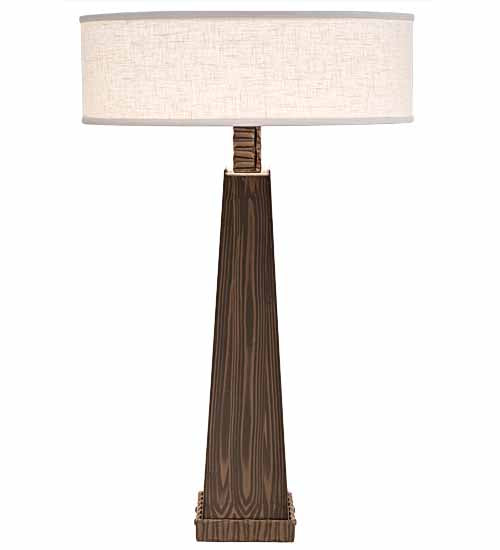 Meyda Lighting Sophia 30" 2-Light Hazelnut Acacia Glossy Table Lamp With Off White Textrene & White Statuario Idalight Shade