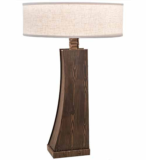 Meyda Lighting Sophia 30" 2-Light Hazelnut Acacia Glossy Table Lamp With Off White Textrene & White Statuario Idalight Shade