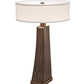 Meyda Lighting Sophia 30" 2-Light Hazelnut Acacia Glossy Table Lamp With Off White Textrene & White Statuario Idalight Shade