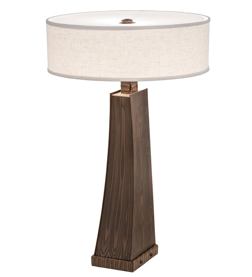 Meyda Lighting Sophia 30" 2-Light Hazelnut Acacia Glossy Table Lamp With Off White Textrene & White Statuario Idalight Shade