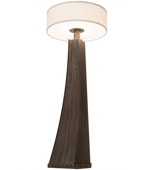 Meyda Lighting Sophia 48" 2-Light Hazelnut Acacia Glossy Crinkle Floor Lamp With Off White Textrene & White Statuario Idalight Shade