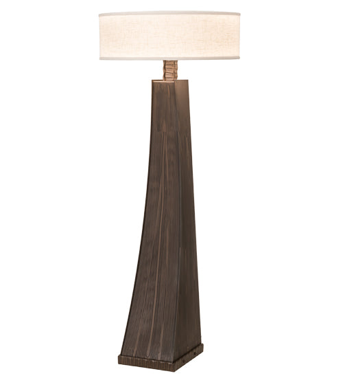 Meyda Lighting Sophia 48" 2-Light Hazelnut Acacia Glossy Crinkle Floor Lamp With Off White Textrene & White Statuario Idalight Shade