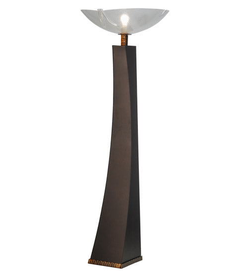 Meyda Lighting Sophia 70" Mahogany Bronze Crinkle Torchiere Floor Lamp With Clear Seeded Shade Glass