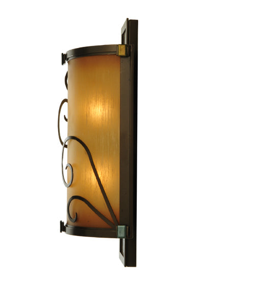 Meyda Lighting Sorbonn 9" 2-Light Golden Bronze Wall Sconce With Avorio Amber Shade Glass
