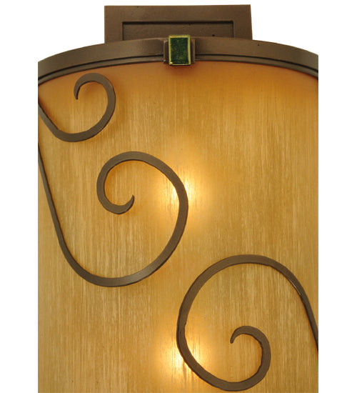 Meyda Lighting Sorbonn 9" 2-Light Golden Bronze Wall Sconce With Avorio Amber Shade Glass